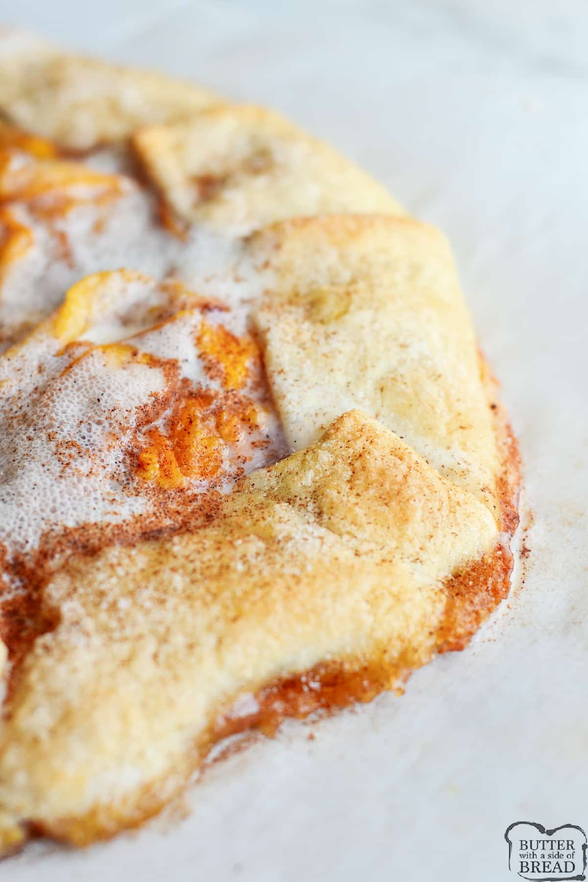 Easy Peach Galette made with fresh peaches and a simple pie crust recipe. Simple peach dessert that tastes even better with a scoop of vanilla ice cream!