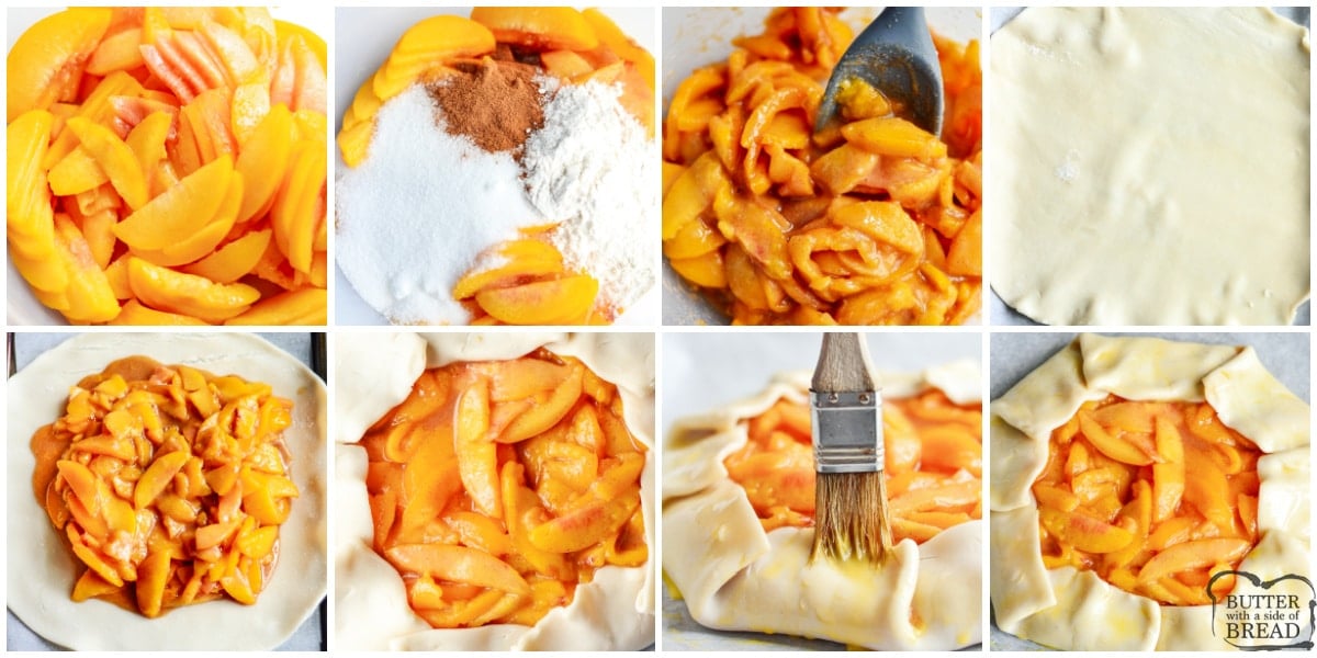 Step by step instructions on how to make a simple peach galette