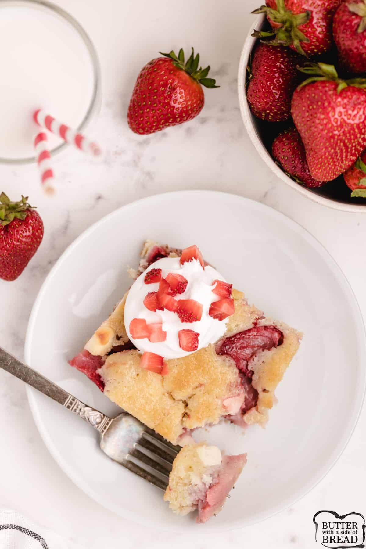 Cobbler made with strawberries and cream cheese
