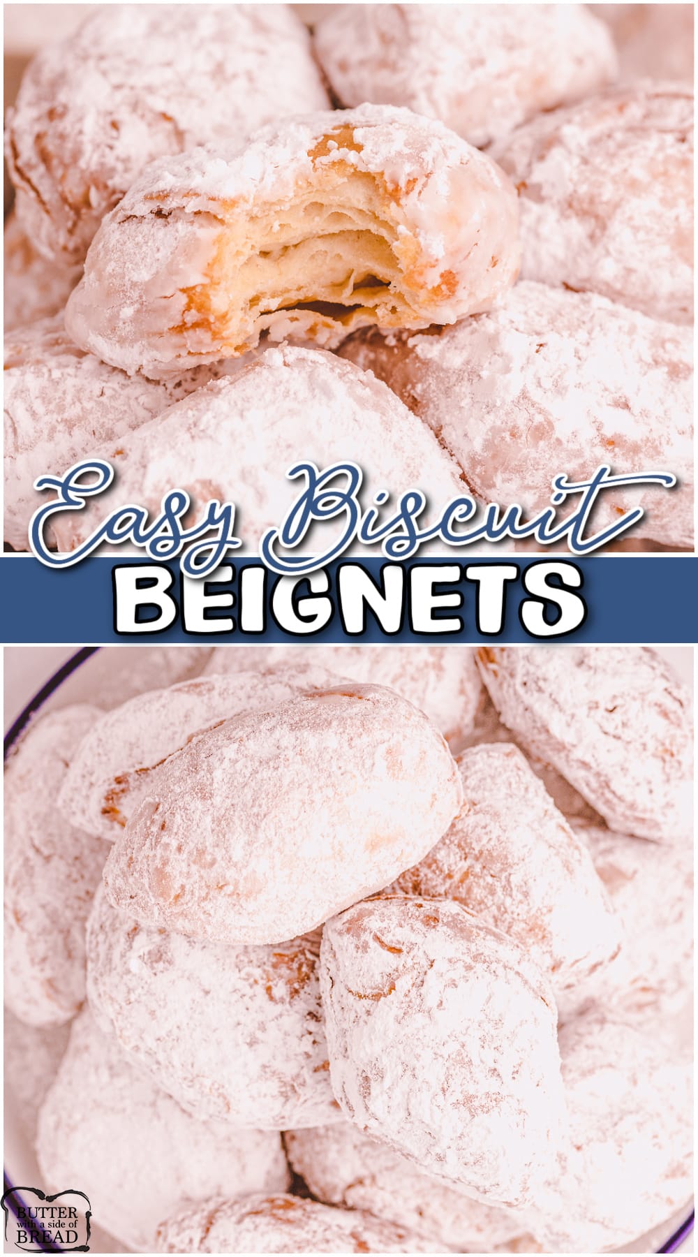 Easy Biscuit Beignets are simply made with just a few ingredients in minutes! Tender, sweet beignets with biscuits are fried, covered in powdered sugar & taste incredible!
