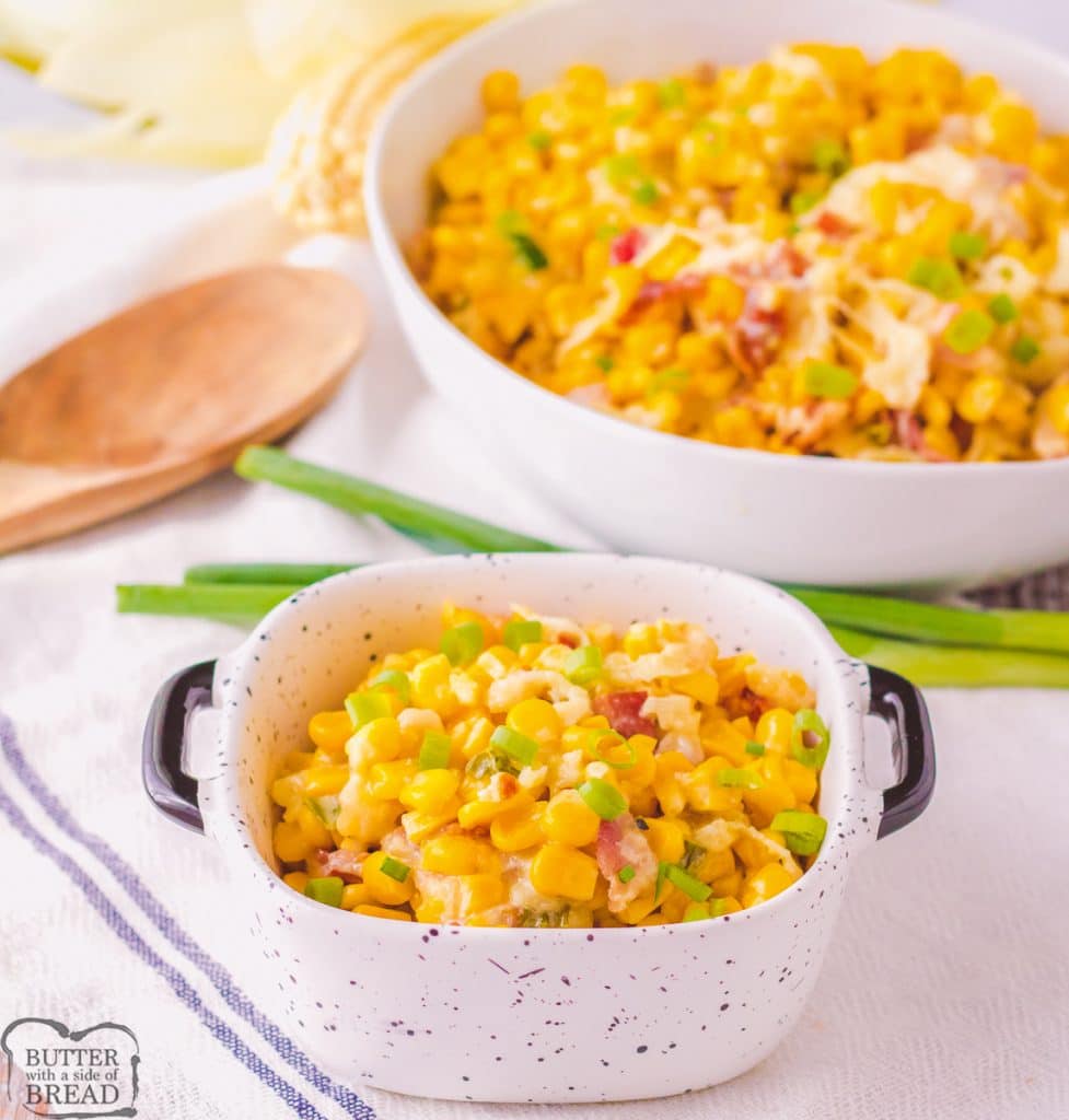 servings of cream corn with bacon
