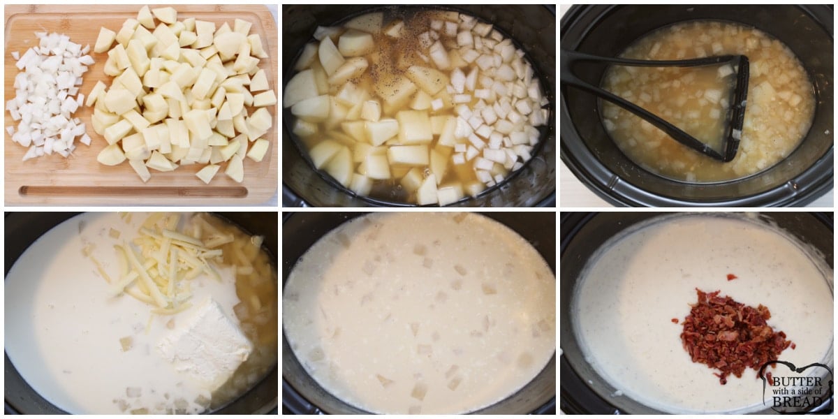 Step by step instructions on how to make Crockpot Potato Soup