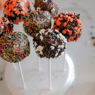 Halloween cake pops made with donut holes