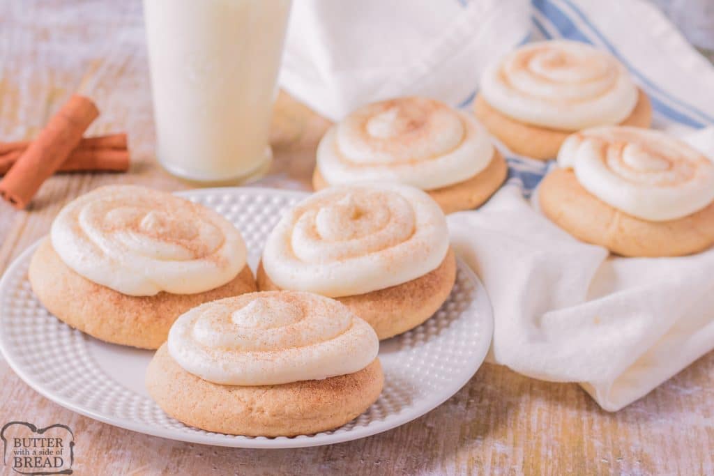 snickerdoodles with swirled frosting