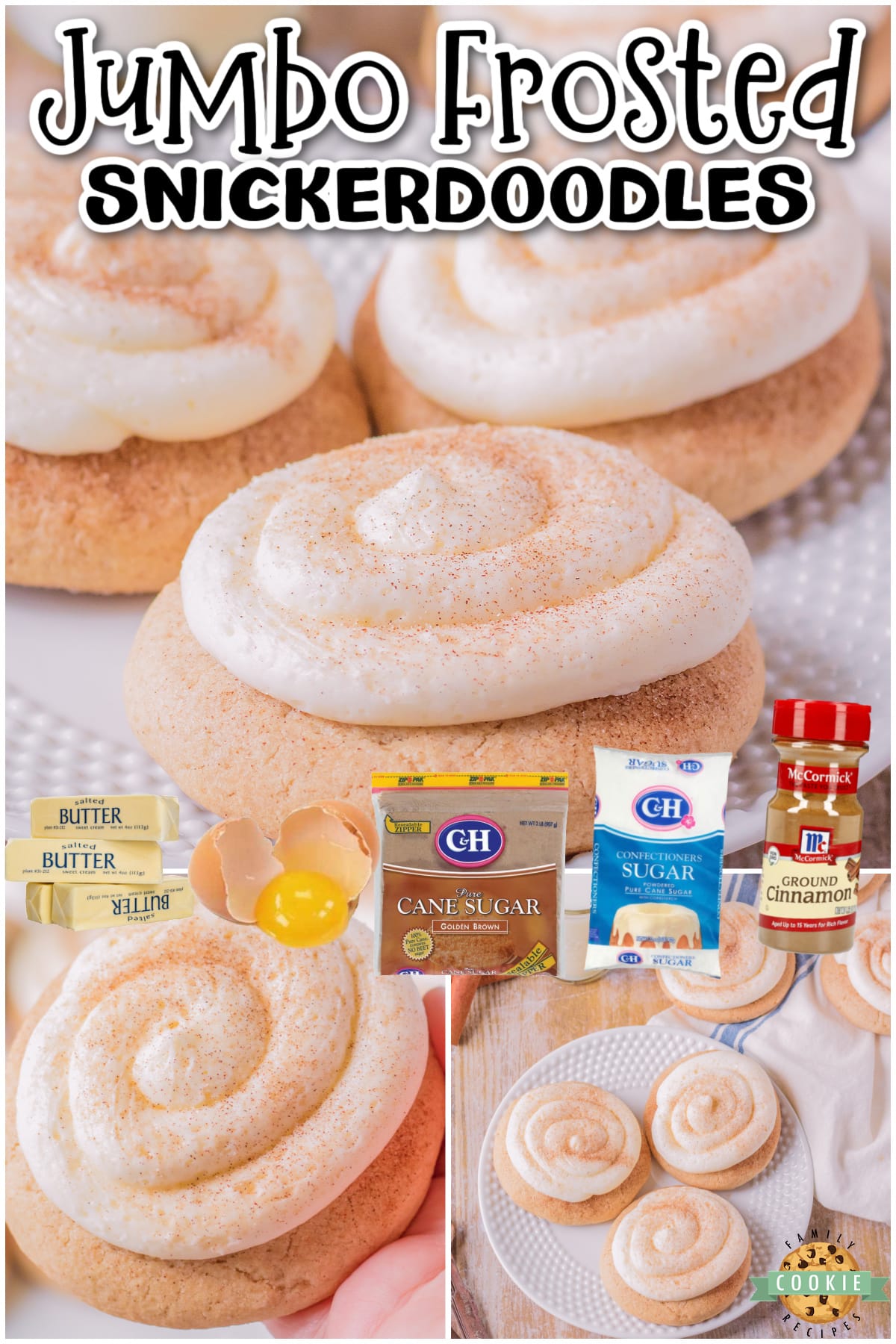 Frosted Snickerdoodles are soft cinnamon sugar cookies topped with homemade Buttercream Frosting! This snickerdoodle cookie with frosting taste like something you would find in a fancy bakery but they are made in your own kitchen!