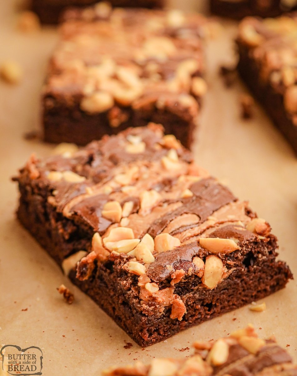 Peanut Butter Brownies With Box Mix Butter With A Side Of Bread 