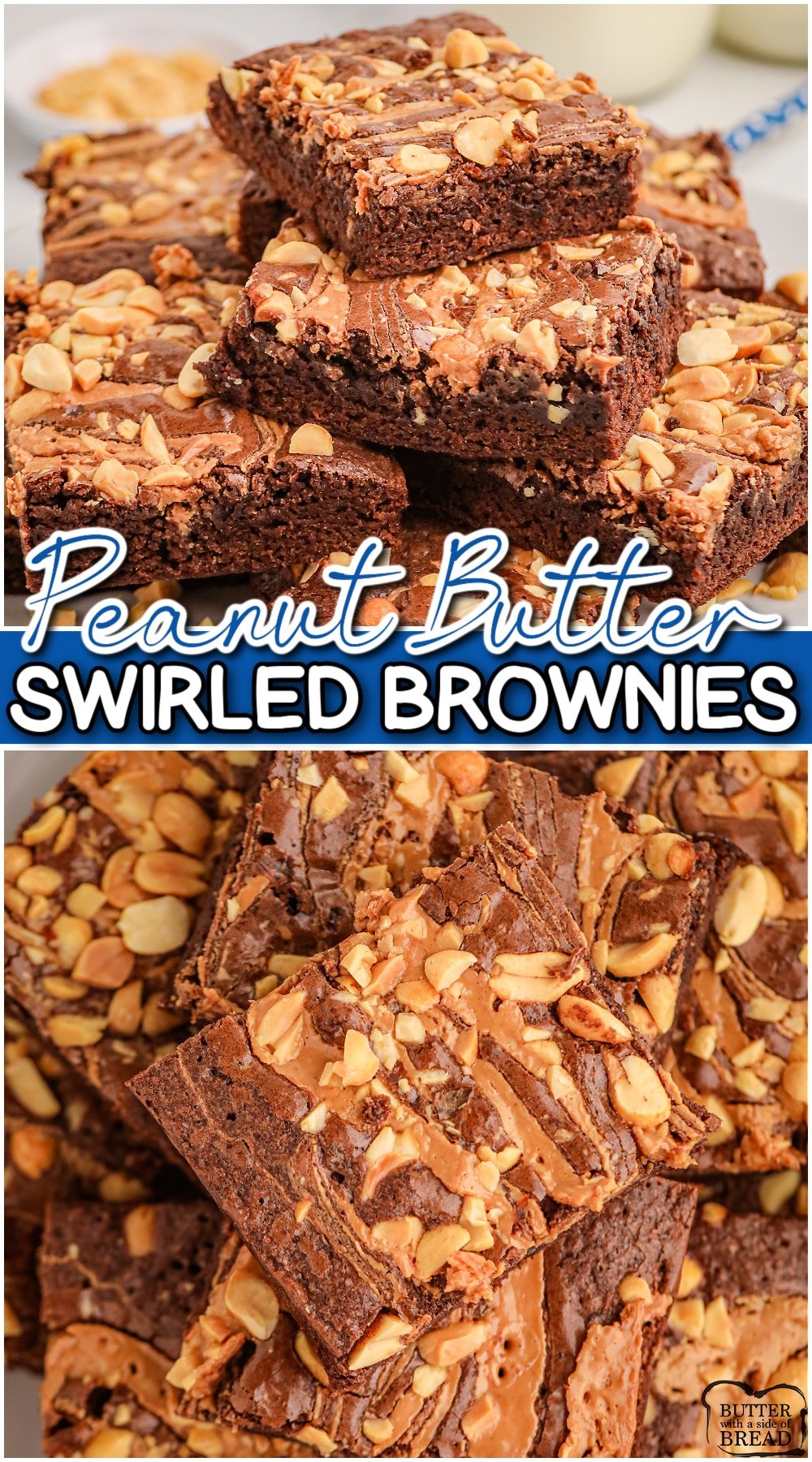 Peanut Butter Brownies😍 with Box Mix are an easy take on traditional brownies! Fudgy, decadent brownies with an incredible swirl of peanut butter everyone loves!