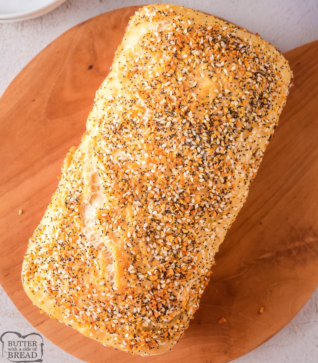 loaf of homemade bagel bread