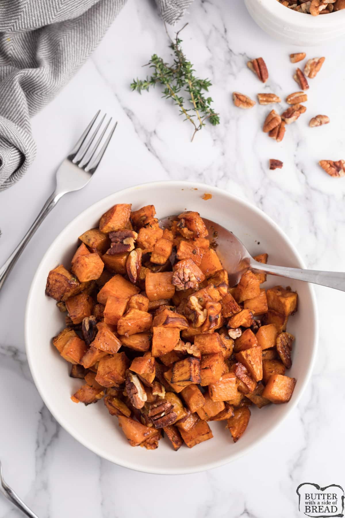 Sweet potatoes roasted in butter, cinnamon and brown sugar