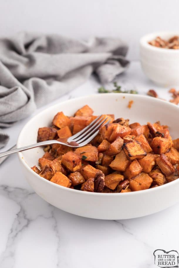 BROWN SUGAR ROASTED SWEET POTATOES - Butter with a Side of Bread