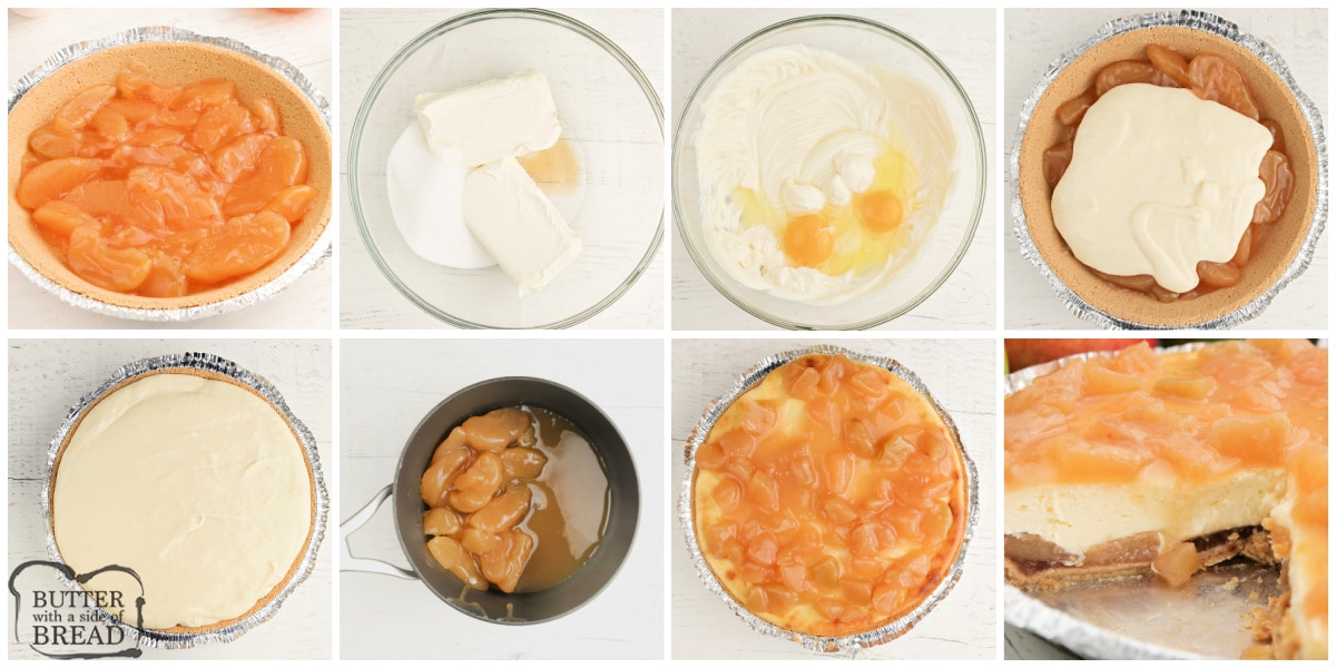 Step by step instructions on how to make Caramel Apple Cheesecake
