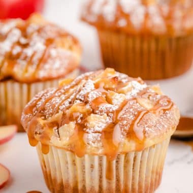 caramel apple cheesecake muffins