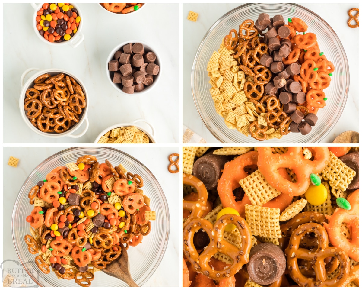 making an easy Halloween snack mix
