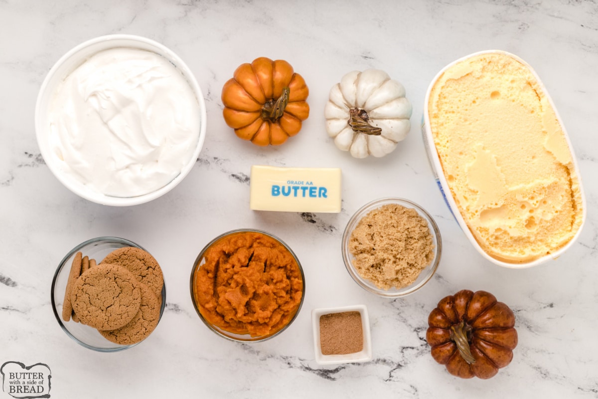 Ingredients in Layered Pumpkin Ice Cream Dessert