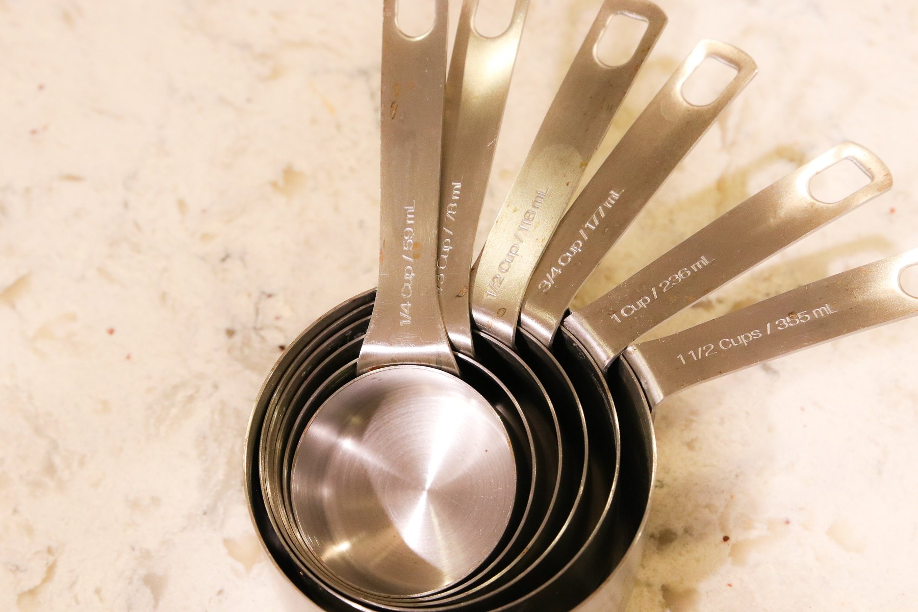 set of stainless steel measuring cups