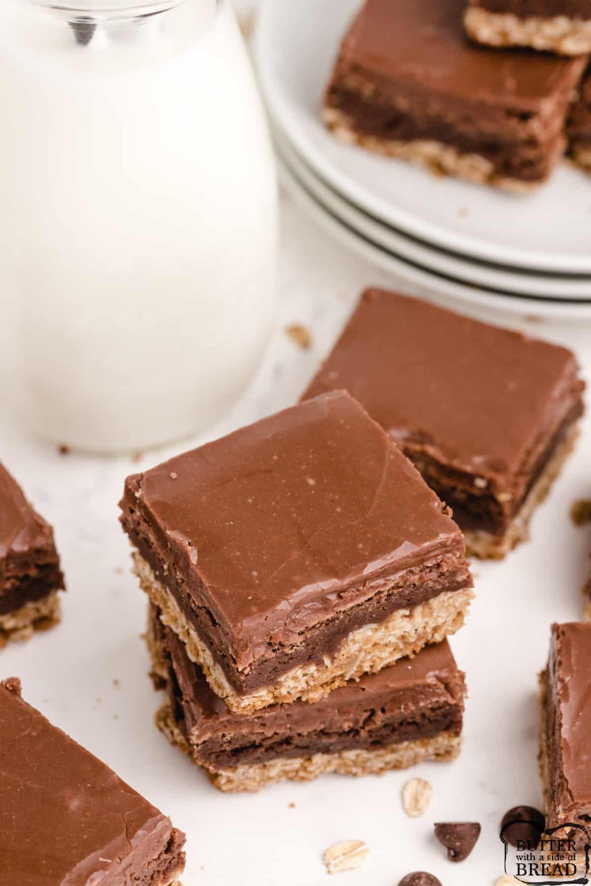Brownie recipe with oatmeal layer on the bottom