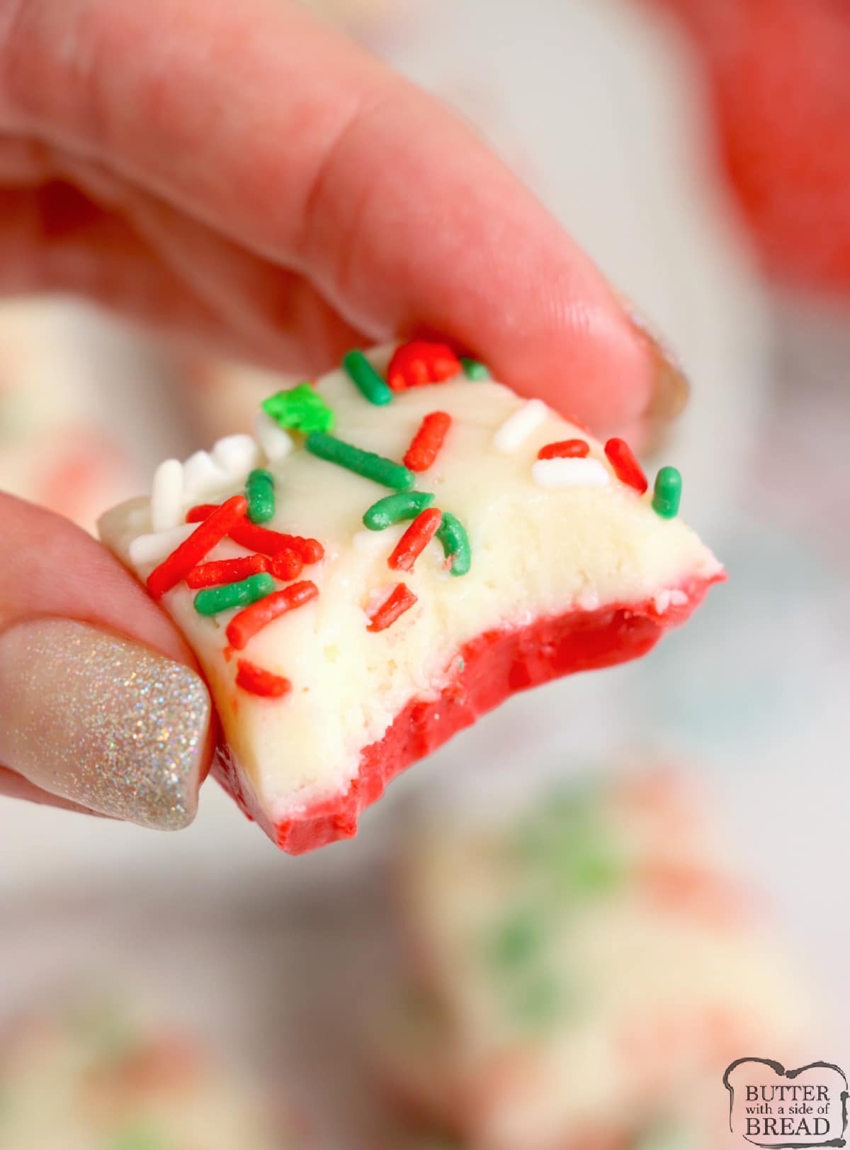 Double layer cake batter fudge made with 4 ingredients
