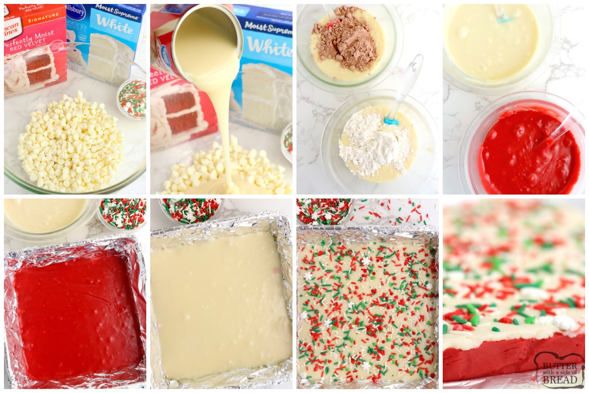 Step by step instructions on how to make Cake Batter Fudge