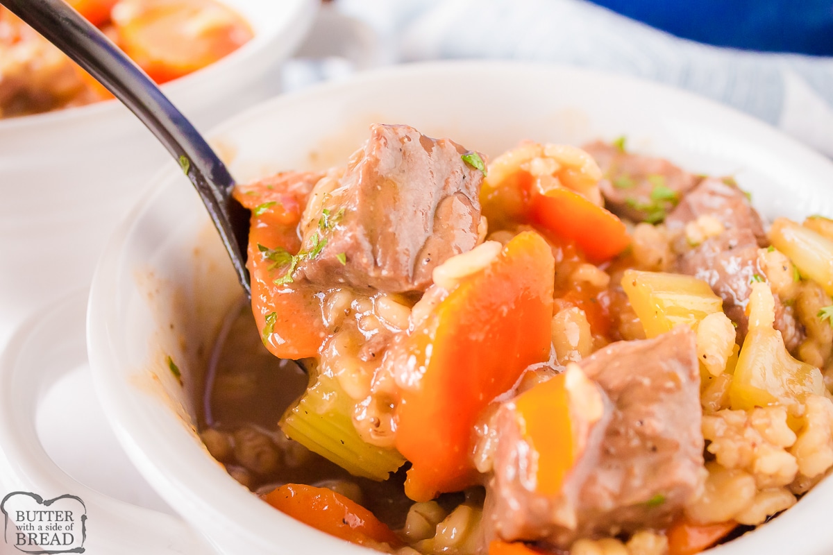 beef chunks in soup with carrots