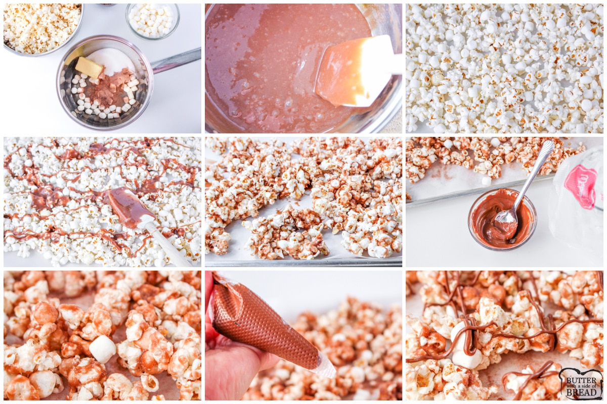 Step by step instructions on how to make Hot Chocolate Popcorn