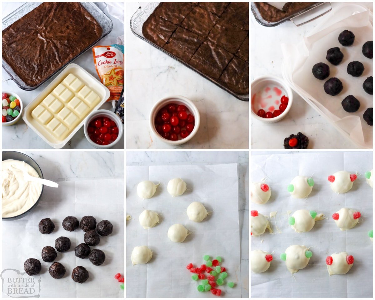 how to make snowman brownie bites