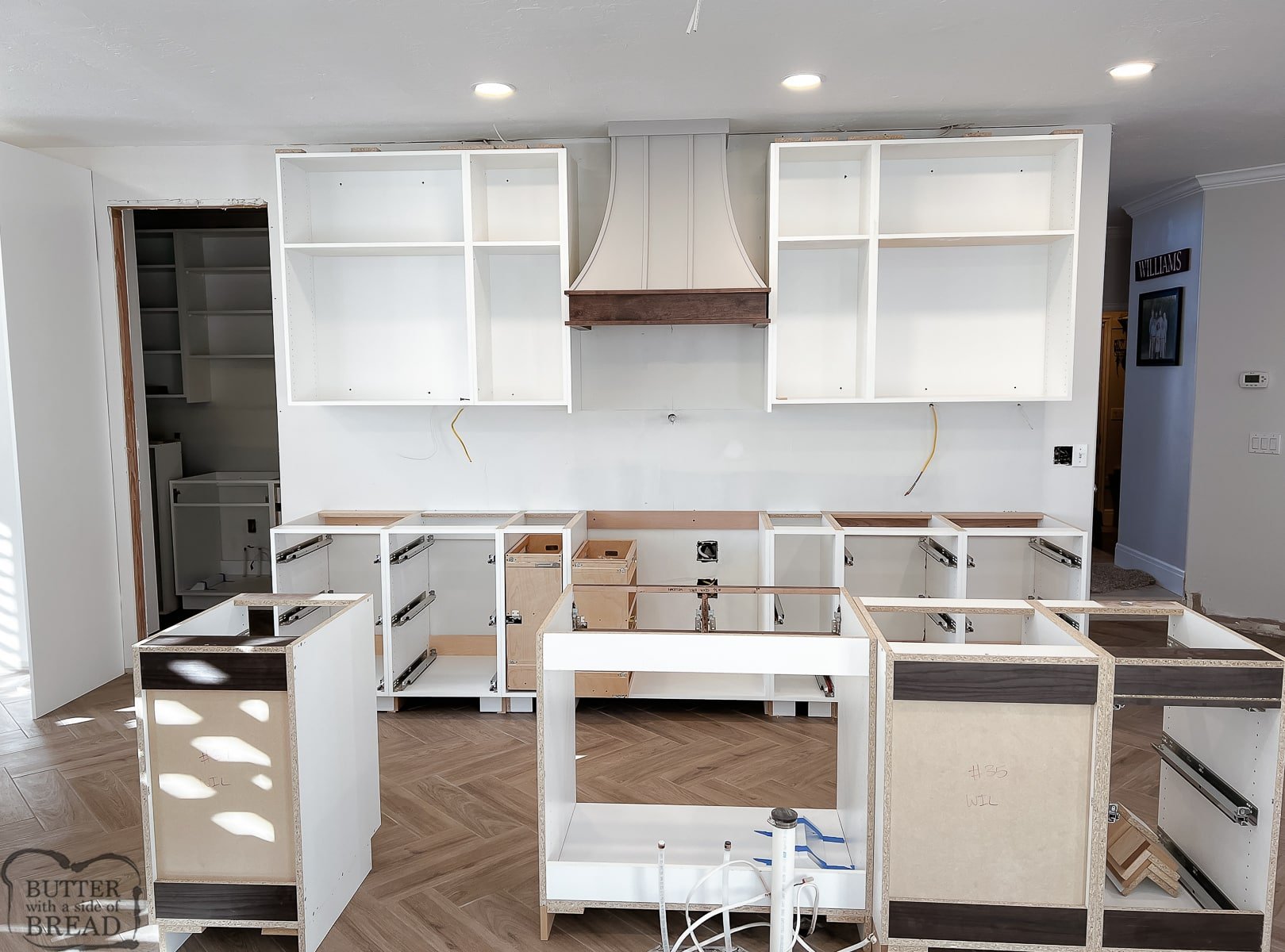 remodeled kitchen with cabinet boxes