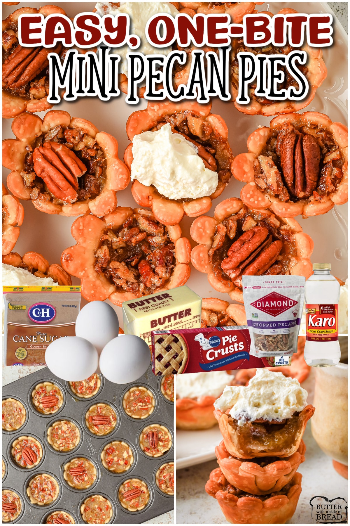 Mini Pecan Pies are the perfect addition to your Thanksgiving table! These personal pecan pies are incredible & made easily with brown sugar, butter, corn syrup & pecans!