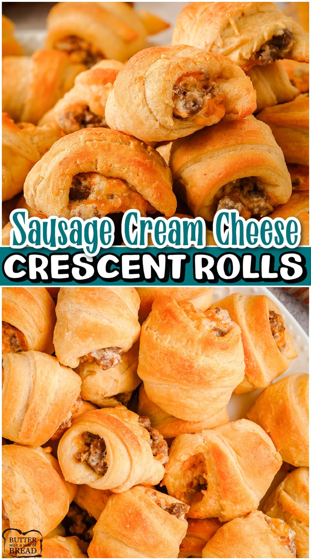 Sausage Crescent Rolls are a simple appetizer that your whole family will enjoy! Sausage cream cheese crescent rolls made easy with 4 ingredients & is a perfect holiday hors d'oeuvres!