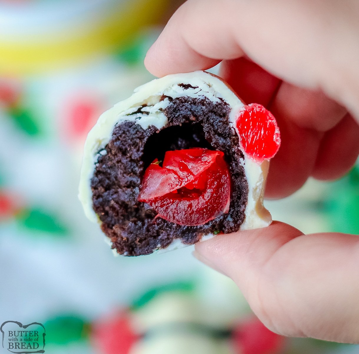 cherry inside a brownie bite