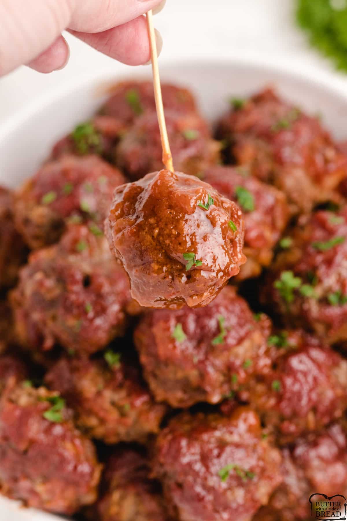 Simple BBQ meatball appetizer
