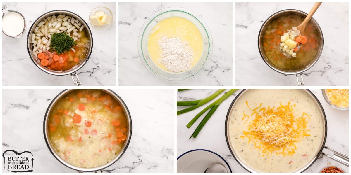 Step by step instructions on how to make Cheesy Potato Soup
