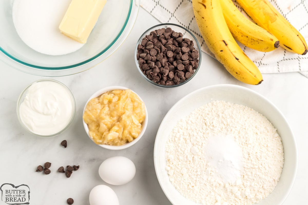 Ingredients in Chocolate Chip Banana Bread