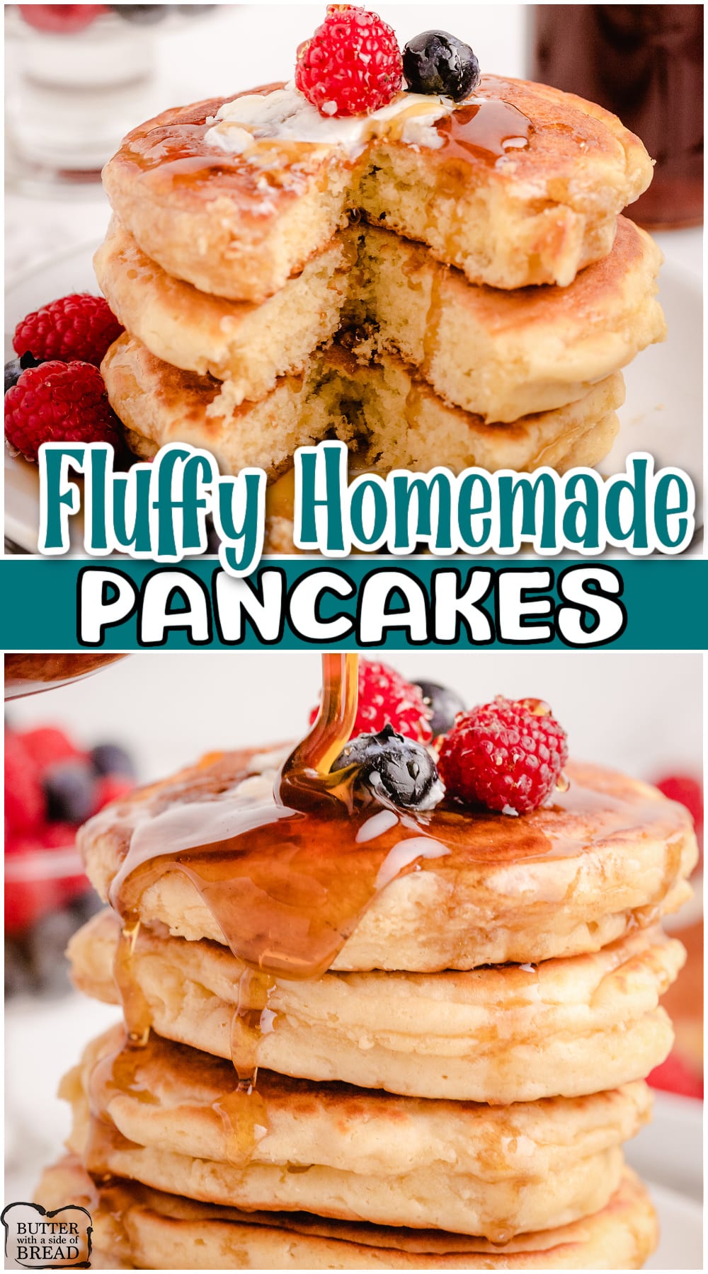 Making pancakes from scratch is easier than you may think & nothing beats the taste of fluffy homemade pancakes! Made easy with classic ingredients that you likely already have on hand, like flour, eggs, butter and milk.