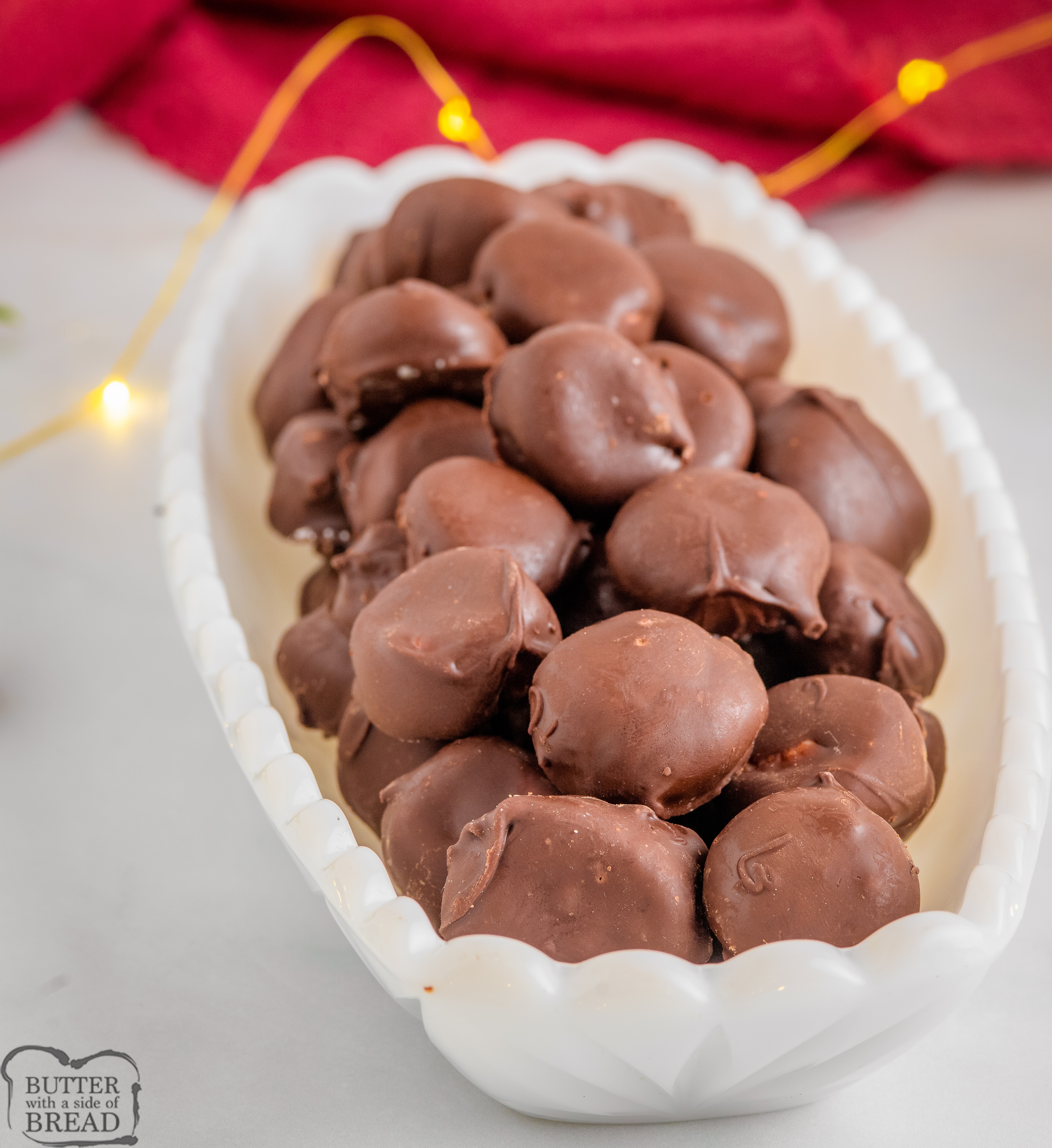 bowl of homemade chocolate mints