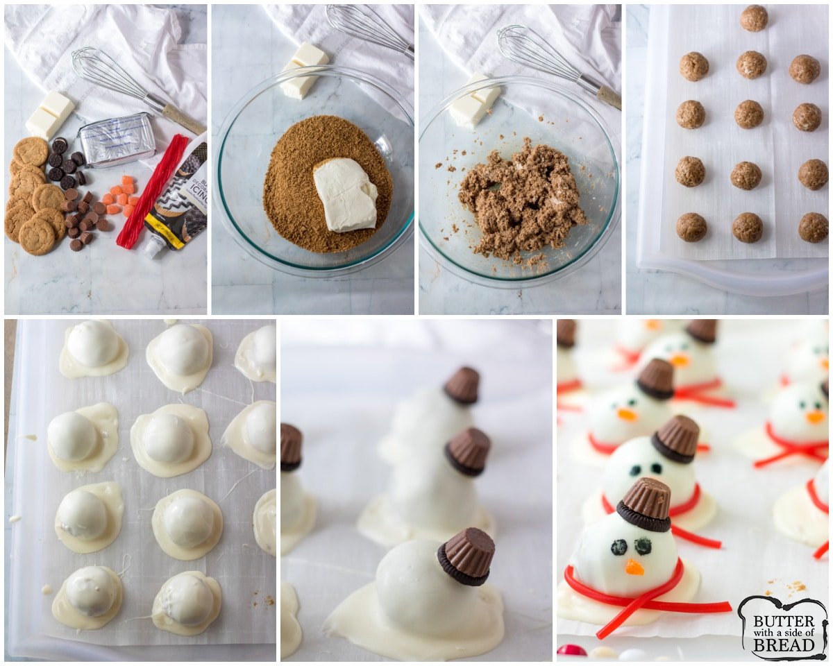 how to make gingerbread snowman truffles
