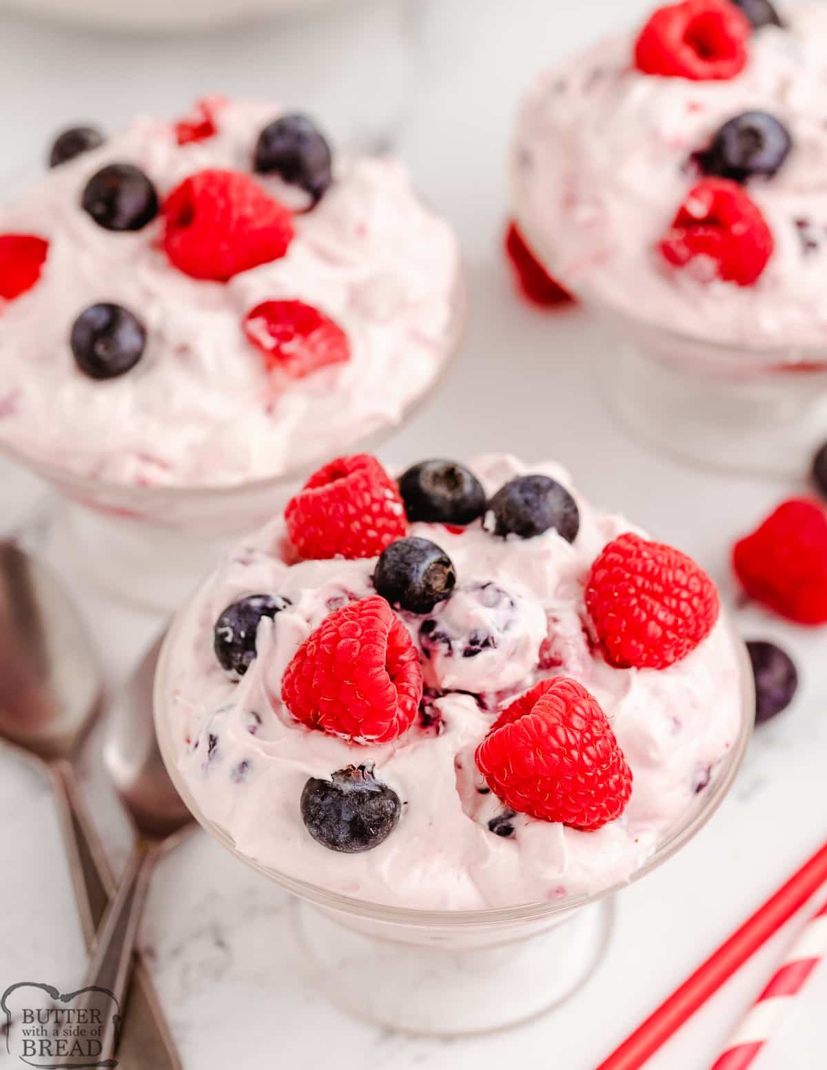 servings of berries and cream salad
