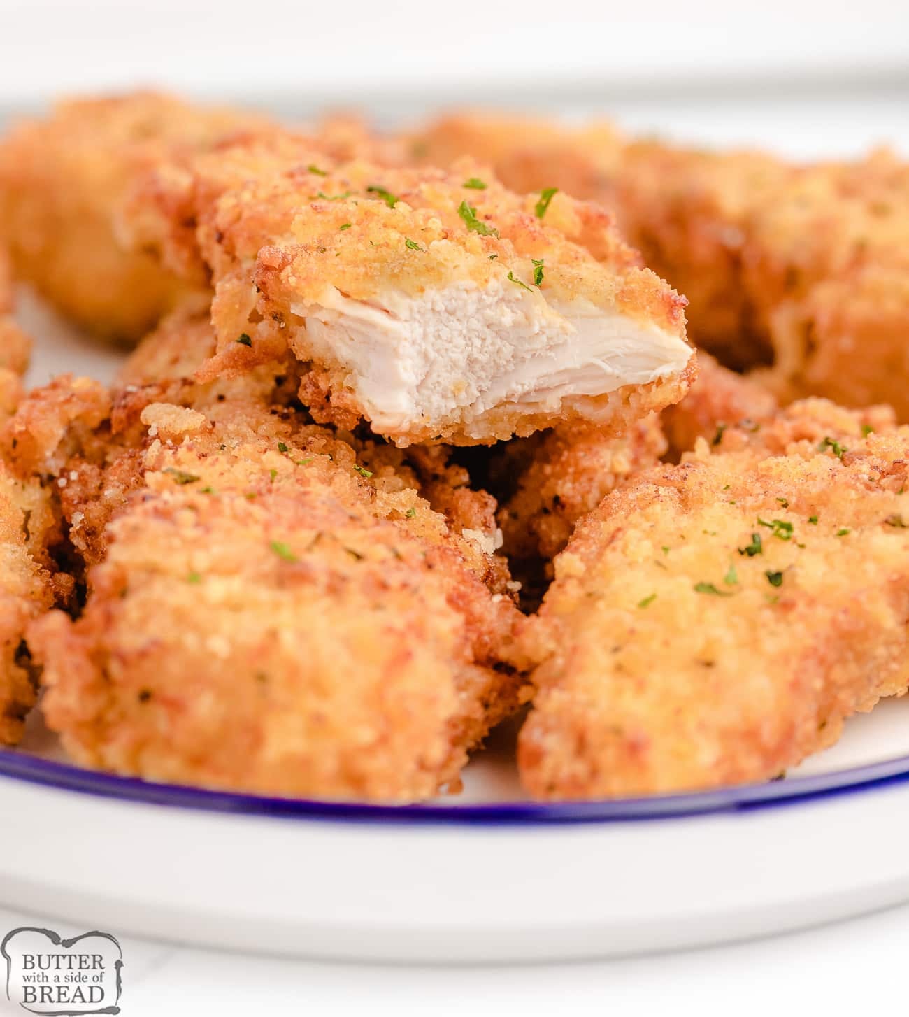 chicken tenders with a bite taken out