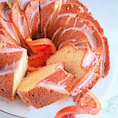 blood orange bundt cake cut up