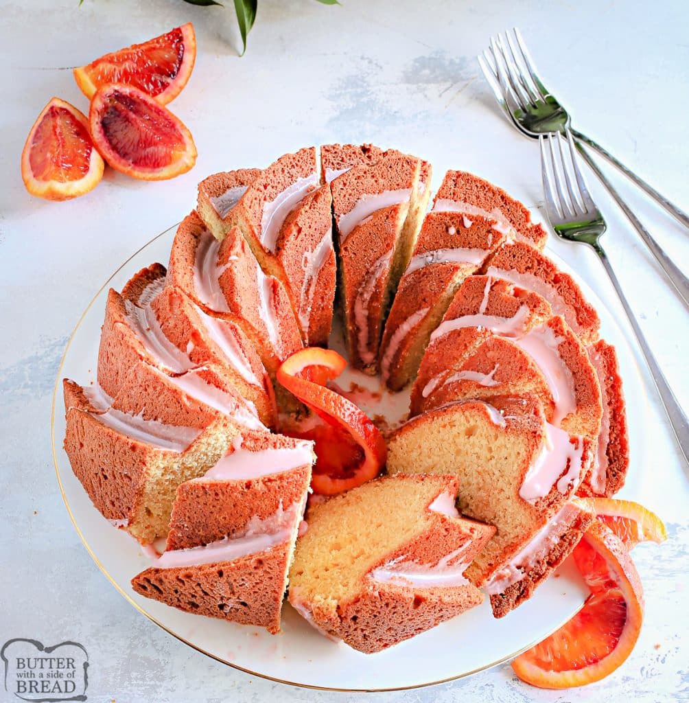 sliced blood orange bundt cake