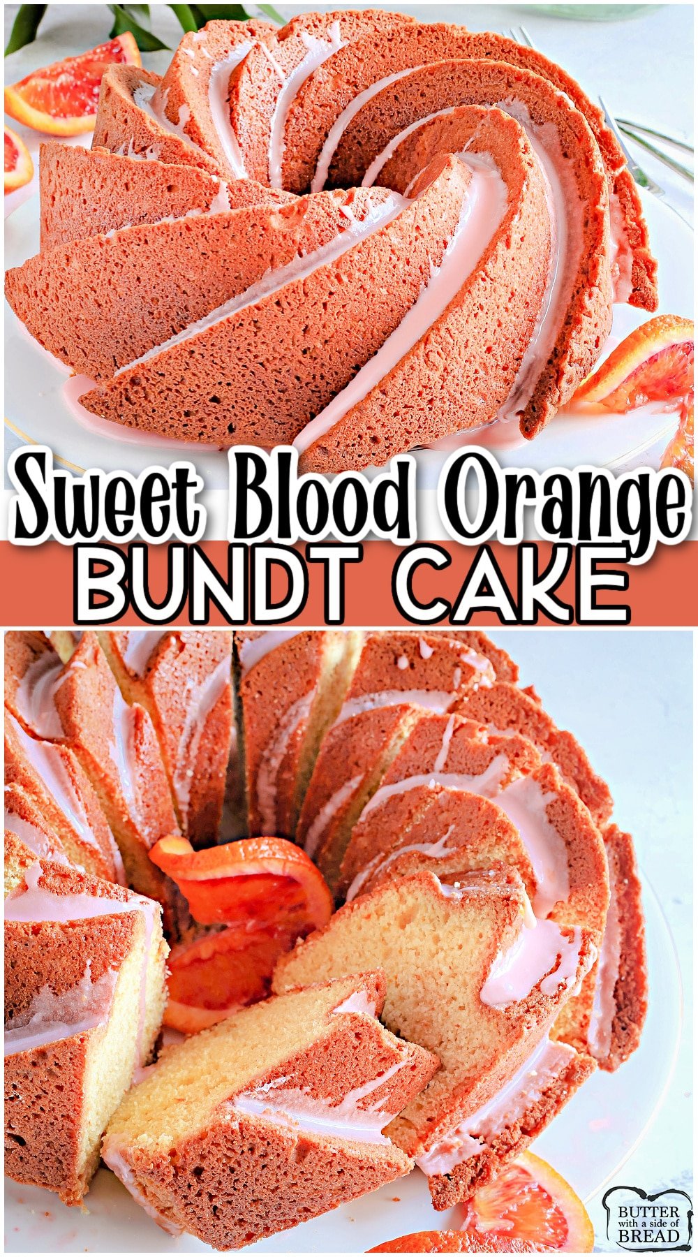 Blood Orange Bundt Cake is made from scratch and packed with delicious citrus flavor in every bite. This orange bundt cake with glaze is fluffy, moist and the simple glaze on top adds just the right amount of extra sweetness.