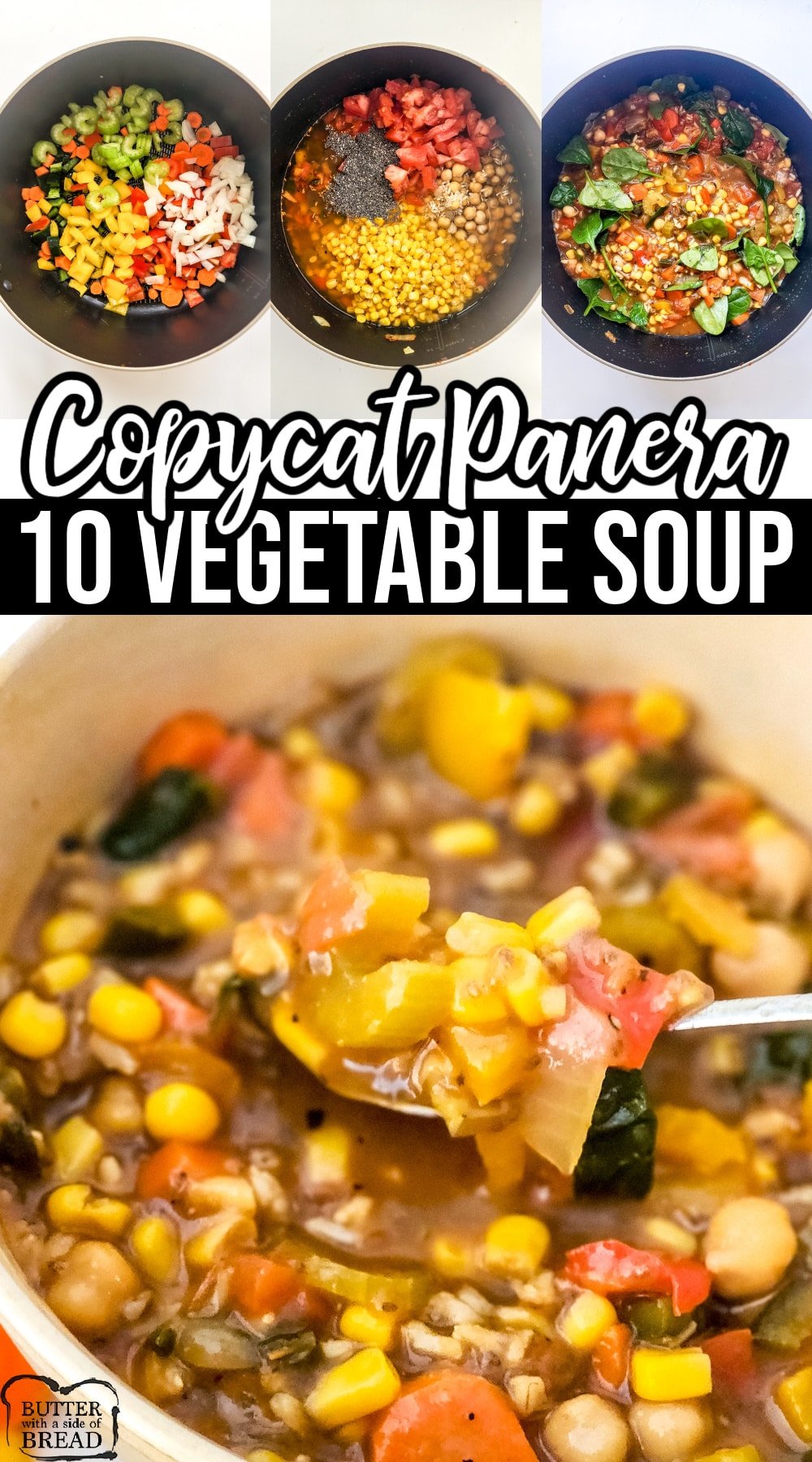 Copycat Panera 10 Vegetable Soup is literally packed with vegetables! A light and delicious vegetable broth based soup with tons of flavor.