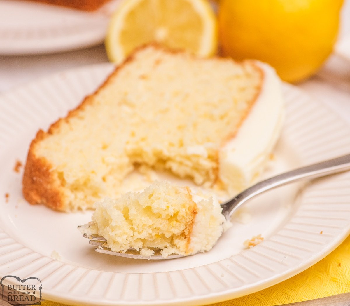 bite of lemon cake