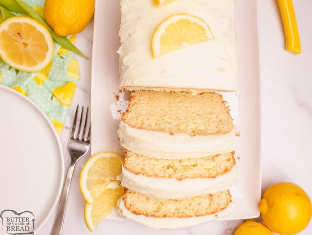 pretty yellow iced lemon loaf bread