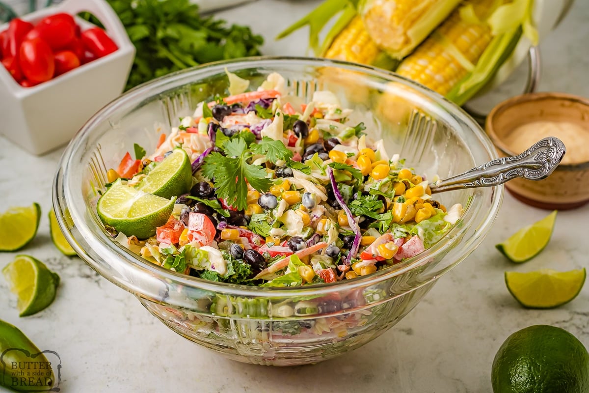 bowl of homemade coleslaw with Mexican flavors