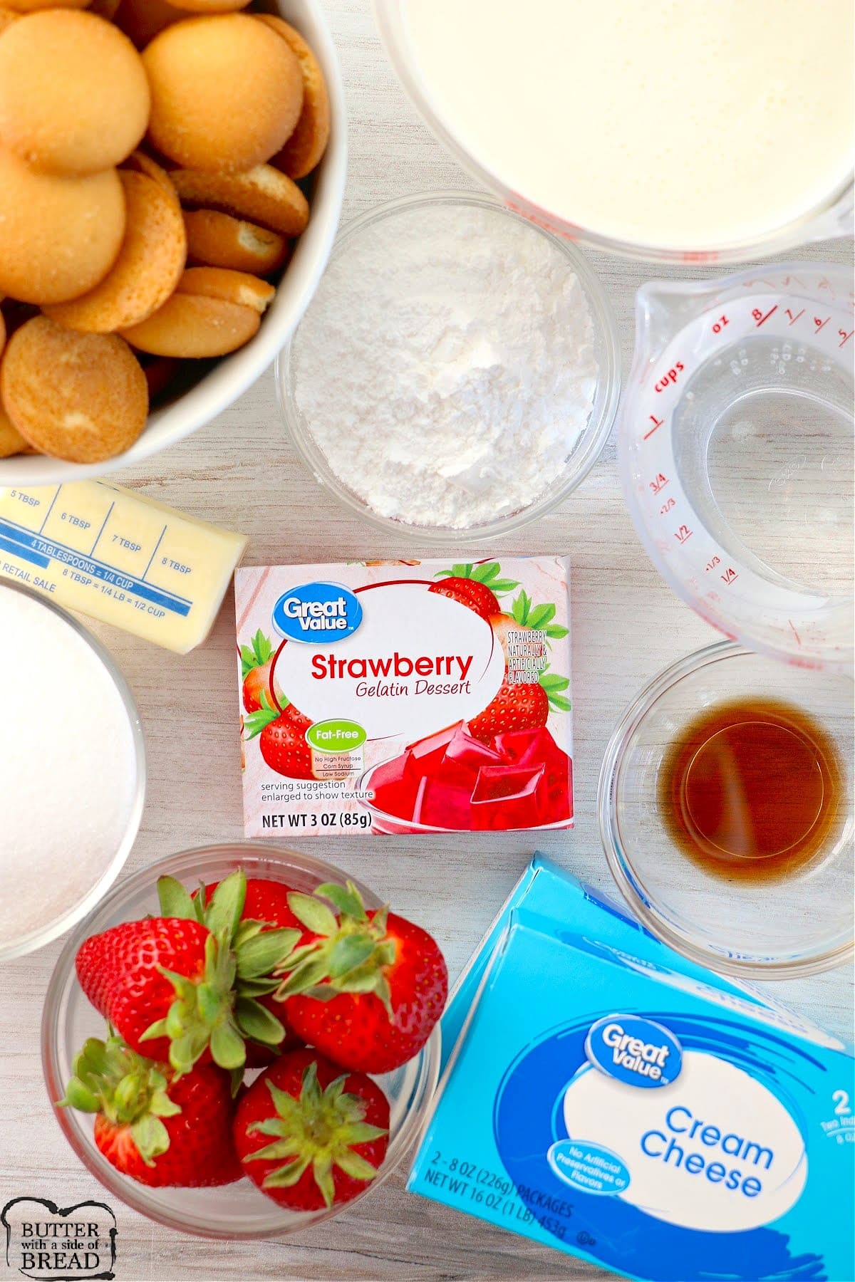 Ingredients in Strawberry Jello Cheesecake