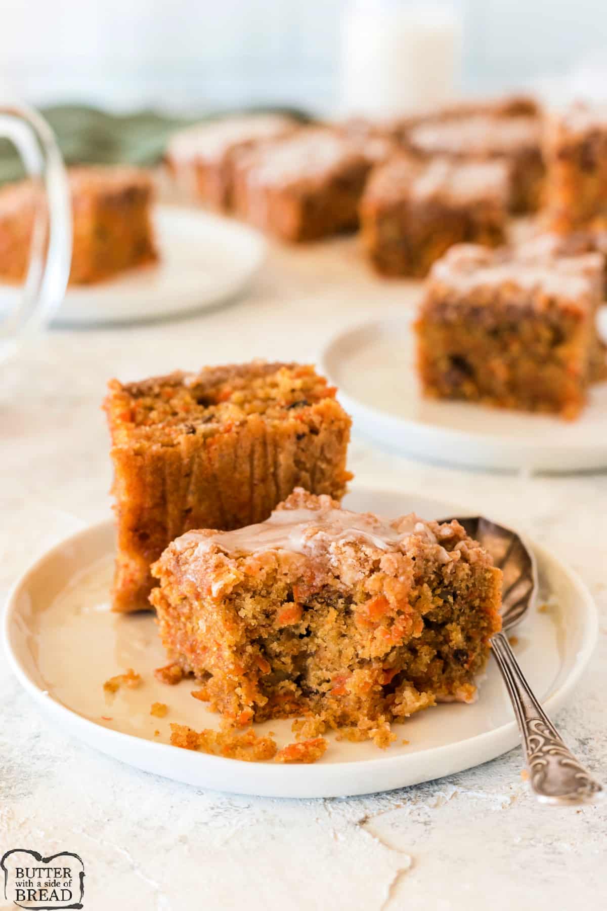 Coffee cake made with walnuts and shredded carrots