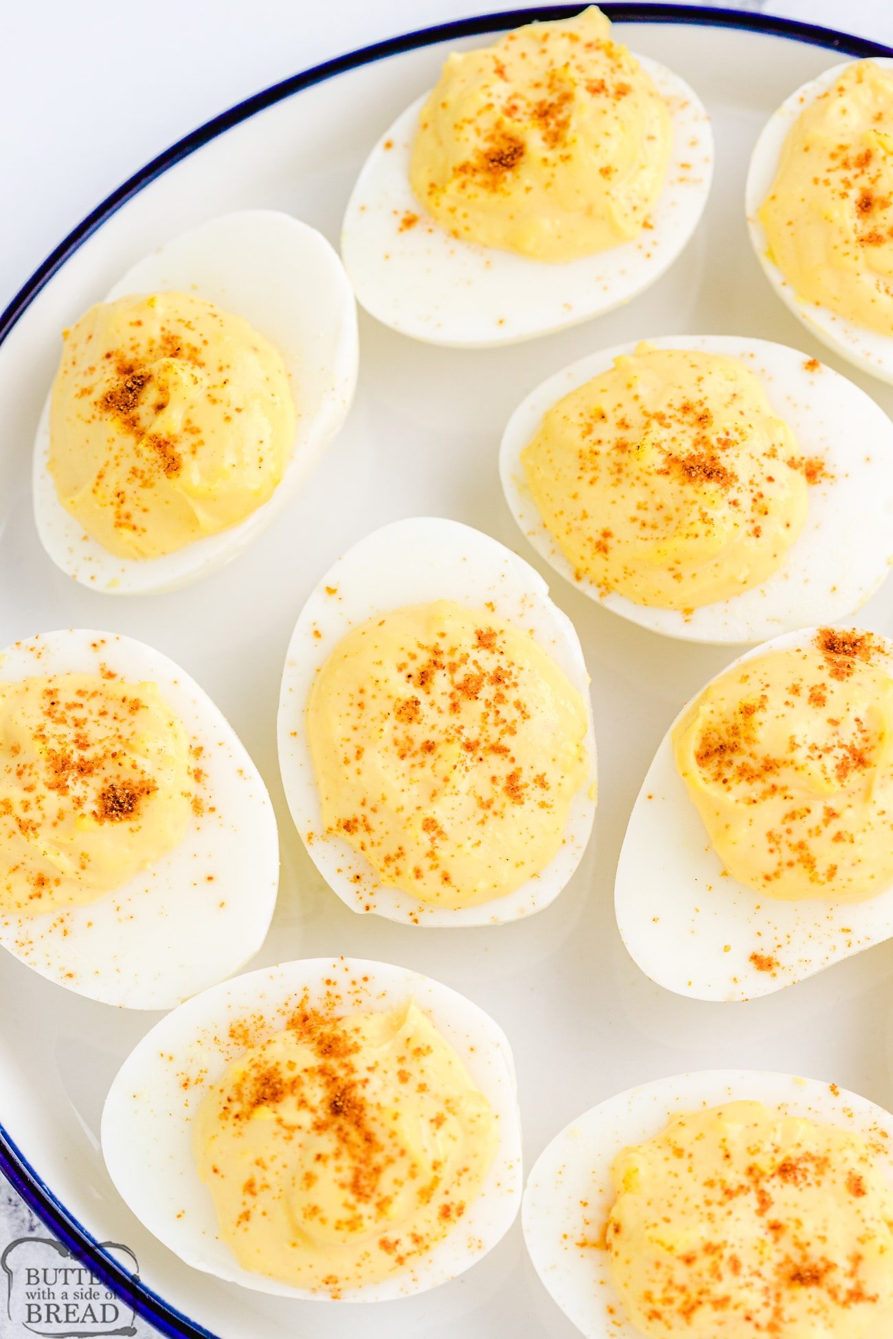 easy deviled eggs on a plate
