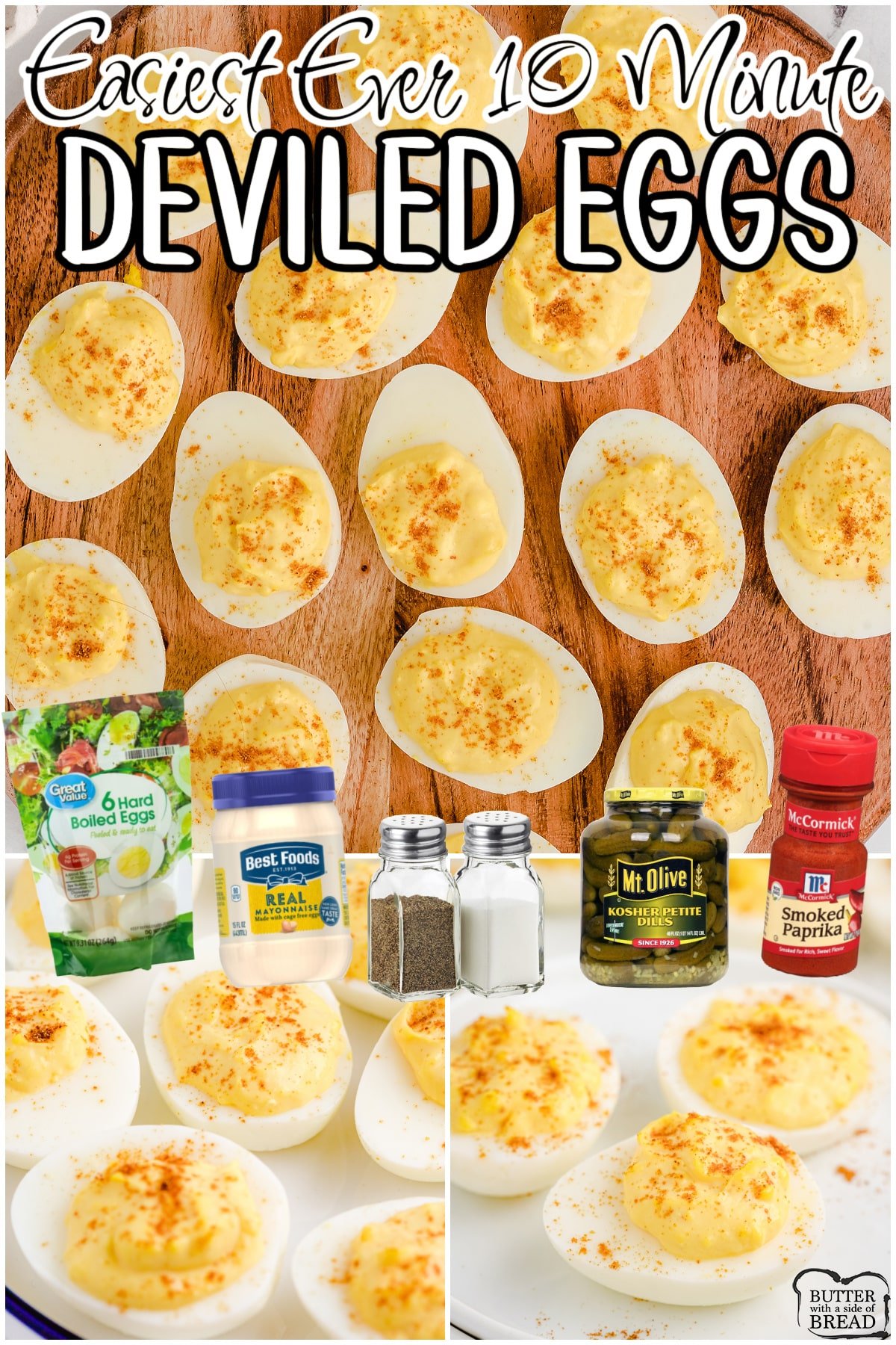 Simple recipe for the absolute EASIEST Deviled Eggs EVER! I've been making them this way for years, now I'm sharing all my time saving secrets! Enjoy deviled eggs in 10 minutes flat!