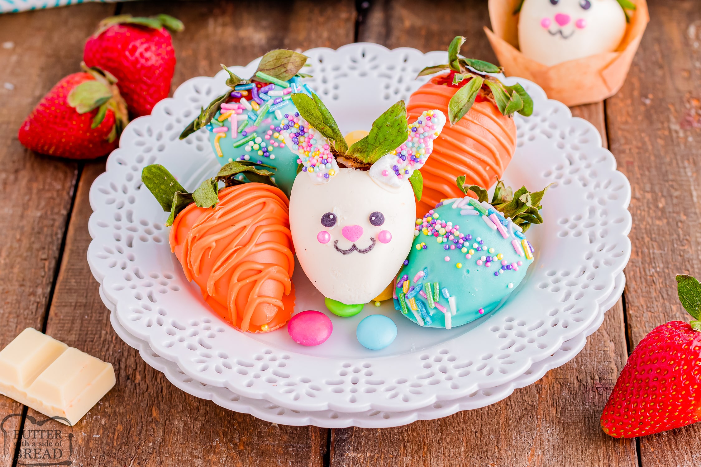 cute bunny chocolate covered strawberry