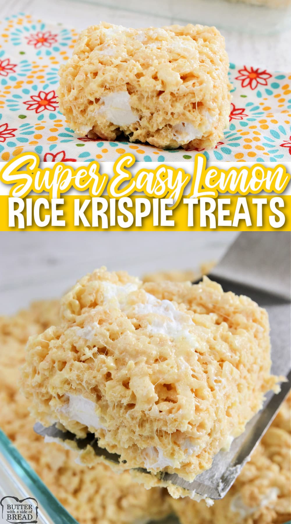 Lemon Rice Krispie Treats take classic rice krispie treats to another level by adding lemon pudding mix. Only 4 ingredients needed to make this delicious lemon dessert! 